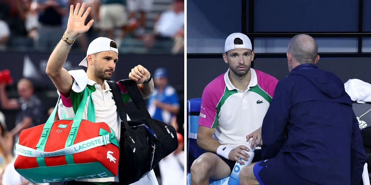 Grigor Dimitrov was forced to retire during his first-round match at the 2025 Australian Open (Sources: Getty)