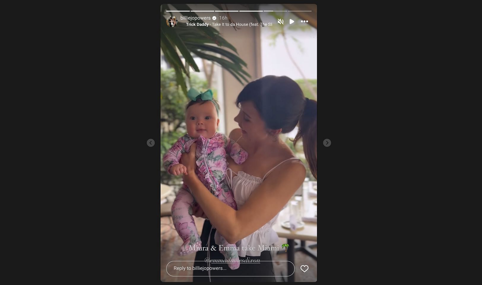 Billie Jo&#039;s story of daughter Miura with Emma Dixon - Source: via @billiejopowers on Instagram