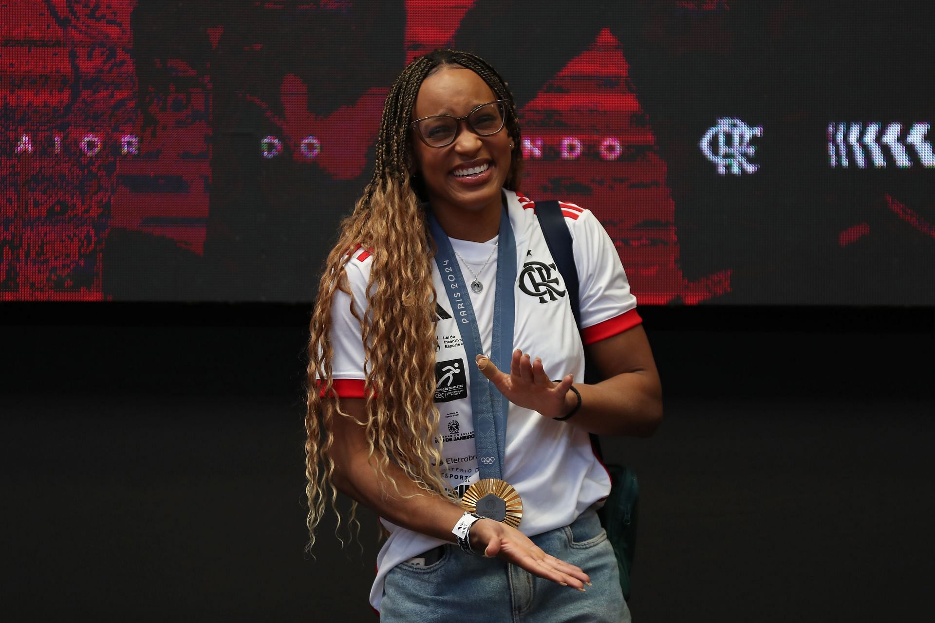 In Picture: Rebeca Andrade during Flamengo tribute in Rio de Janeiro, Brazil. (Photo by Getty Images)