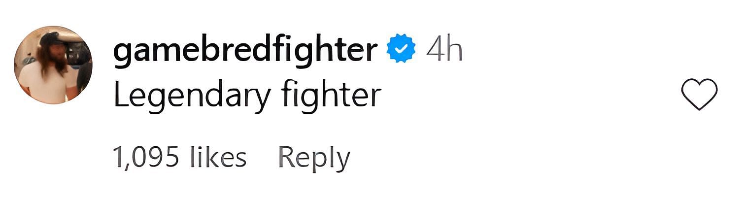 Jorge Masvidal&#039;s comment on Tyson Fury&#039;s Instagram post. [Screenshot Courtesy: @tysonfury on Instagram]