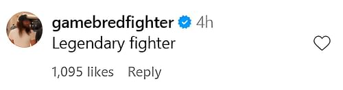 Jorge Masvidal's comment on Tyson Fury's Instagram post. [Screenshot Courtesy: @tysonfury on Instagram]