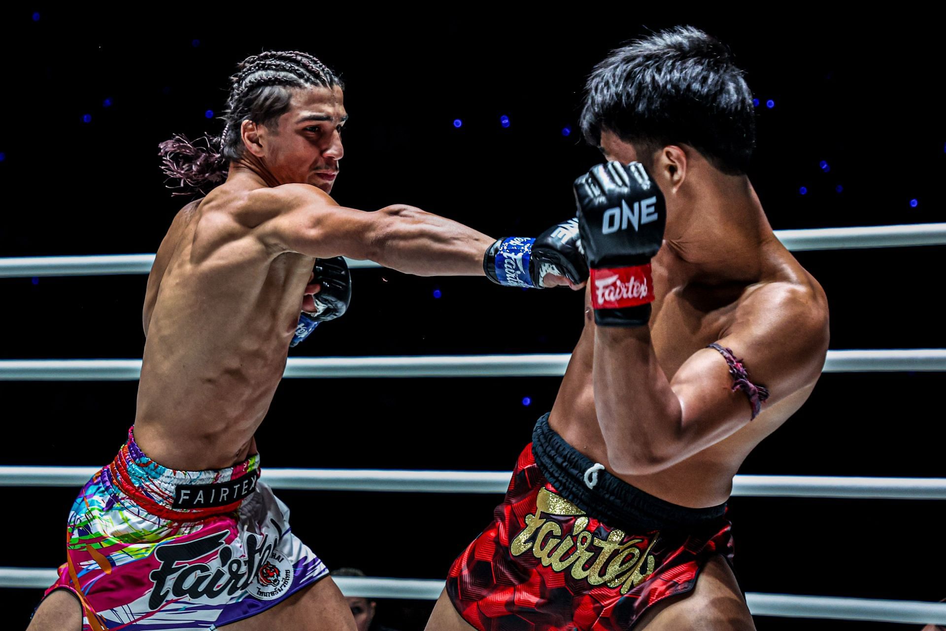 Ramadan Ondash (left) dominates Kongchai Chanaidonmueang (right) at ONE Friday Fights 93.