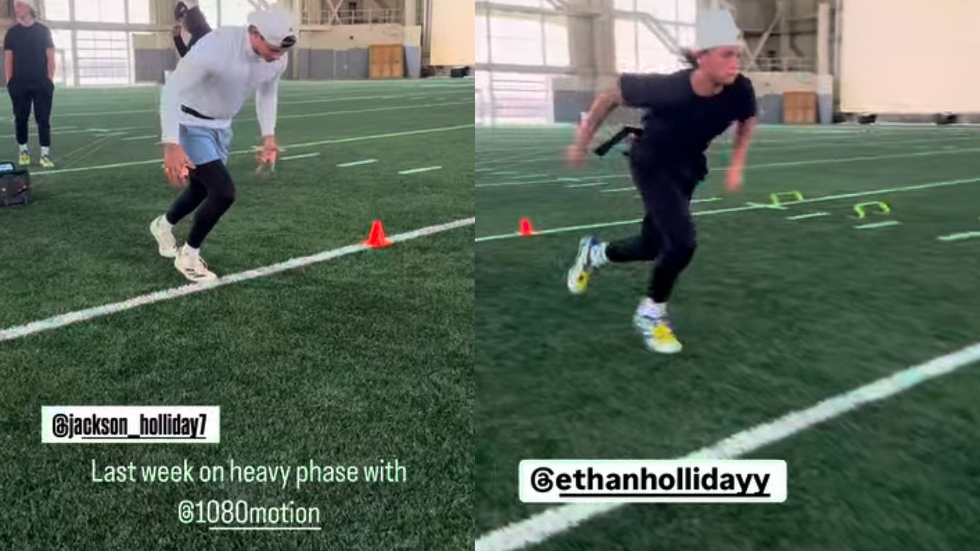 Ethan and Jackson Holliday were seen putting in the work this offseason ahead of the 2025 season (Photo Source: @drachperformance IG)