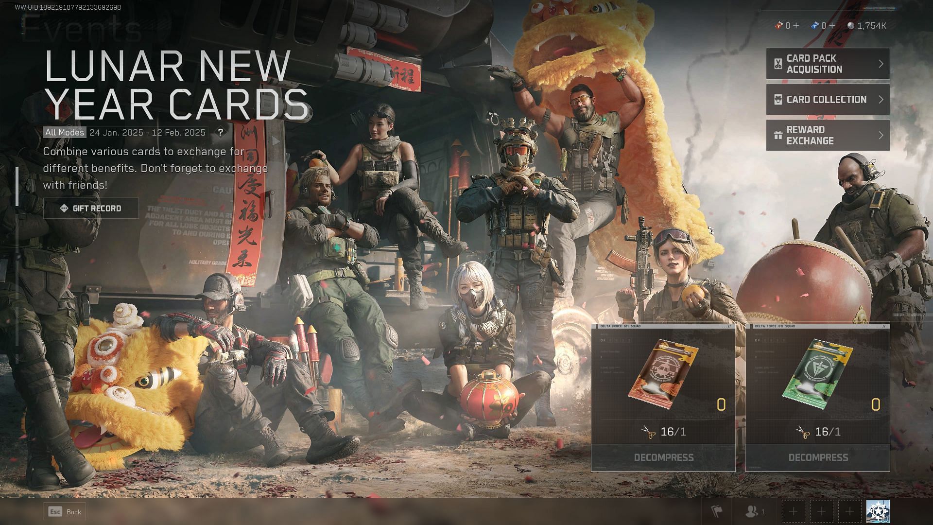 Card packs in Lunar New Year events in Delta Force (Image via TiMi Studio Group)