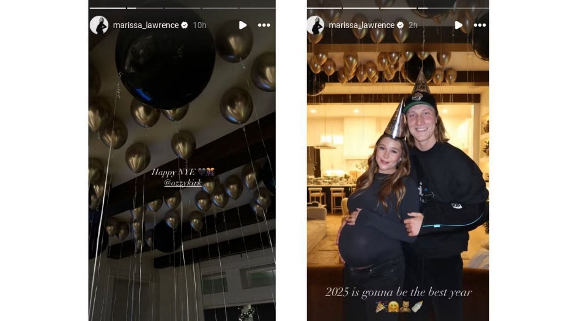 Trevor Lawrence and his wife Marissa celebrate NYE (Image credit: @marissa_lawrence IG)