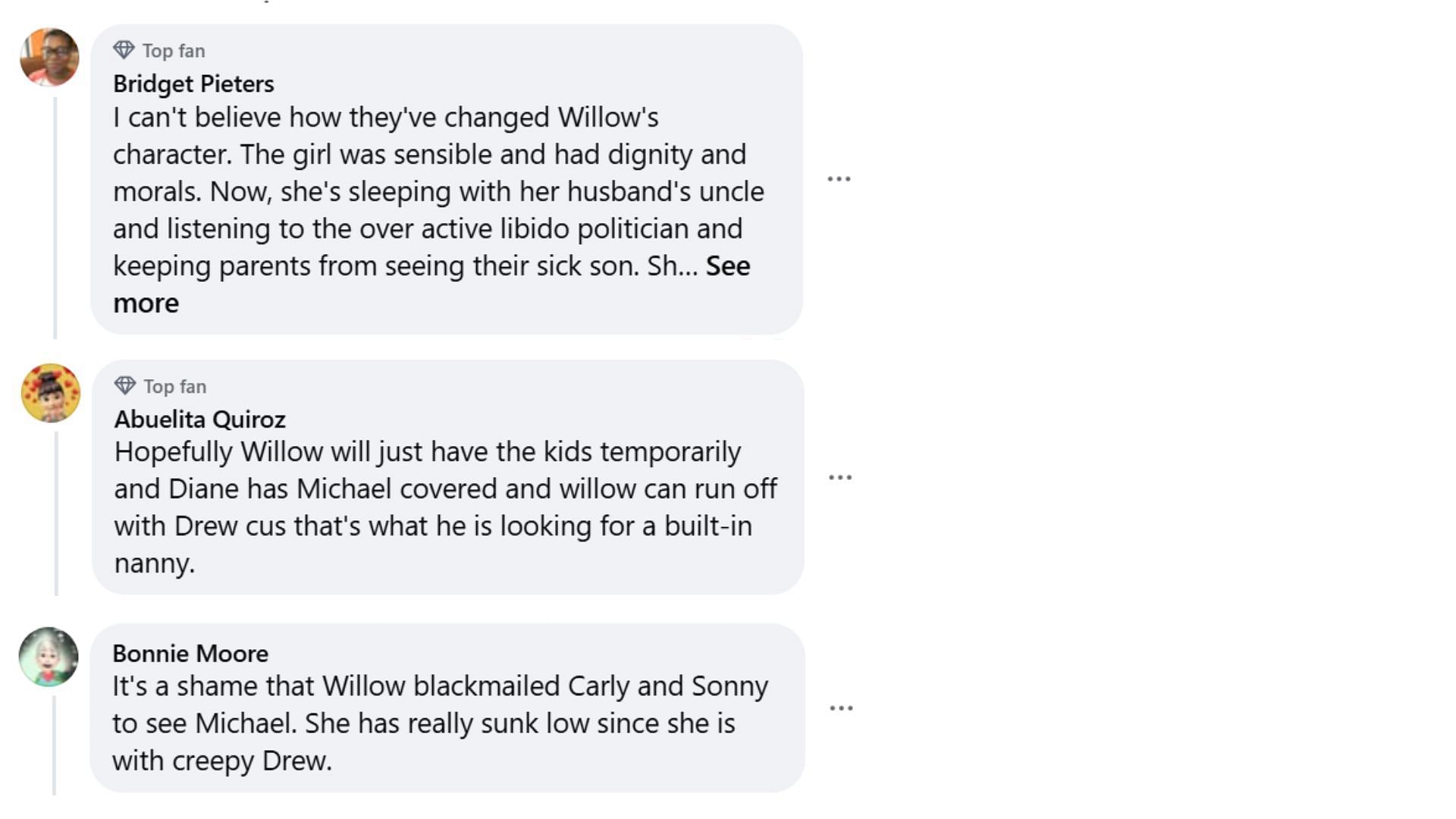 More fan reactions displeased with Willow (Image via Facebook/@General Hospital)