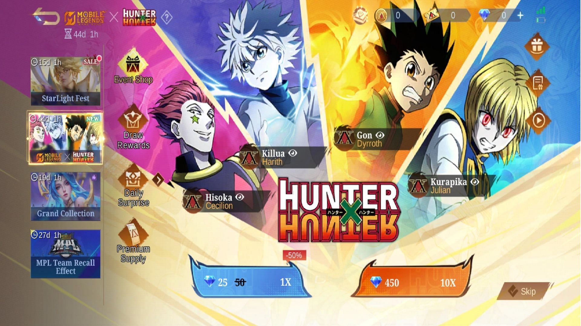 MLBB x Hunter x Hunter collaboration event home page (Image via Moonton Games)