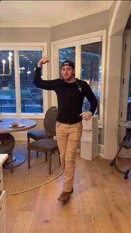 Ty Dillon's enthusiastic response to Haley's homemade smash burgers (Source: @haleykdillon via Instagram)