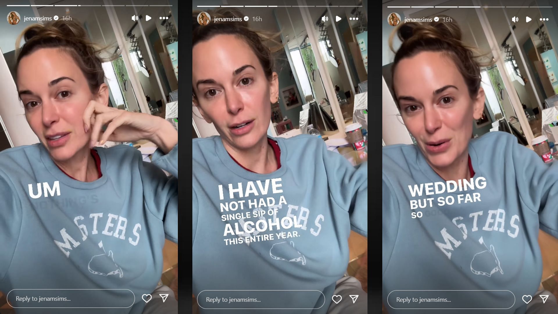 Screenshots of Jena Sims&#039;s Instagram story (Images via @jenamsims/Instagram)