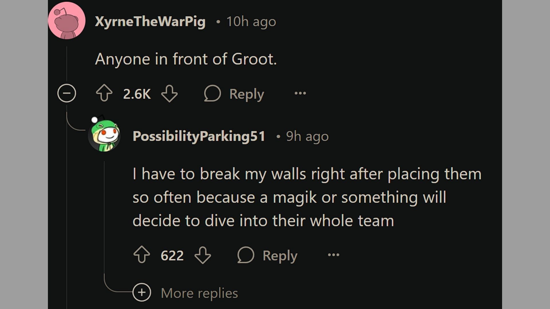 Groot&#039;s abilities make it hard for Strategists to heal teammates (Image via Reddit || Individual-Sign-8739)