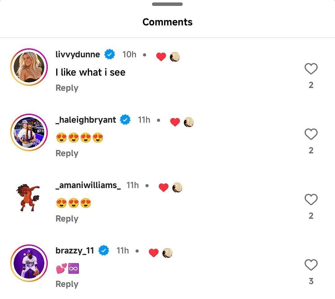 Athletes react to Zoe Miller&#039;s post