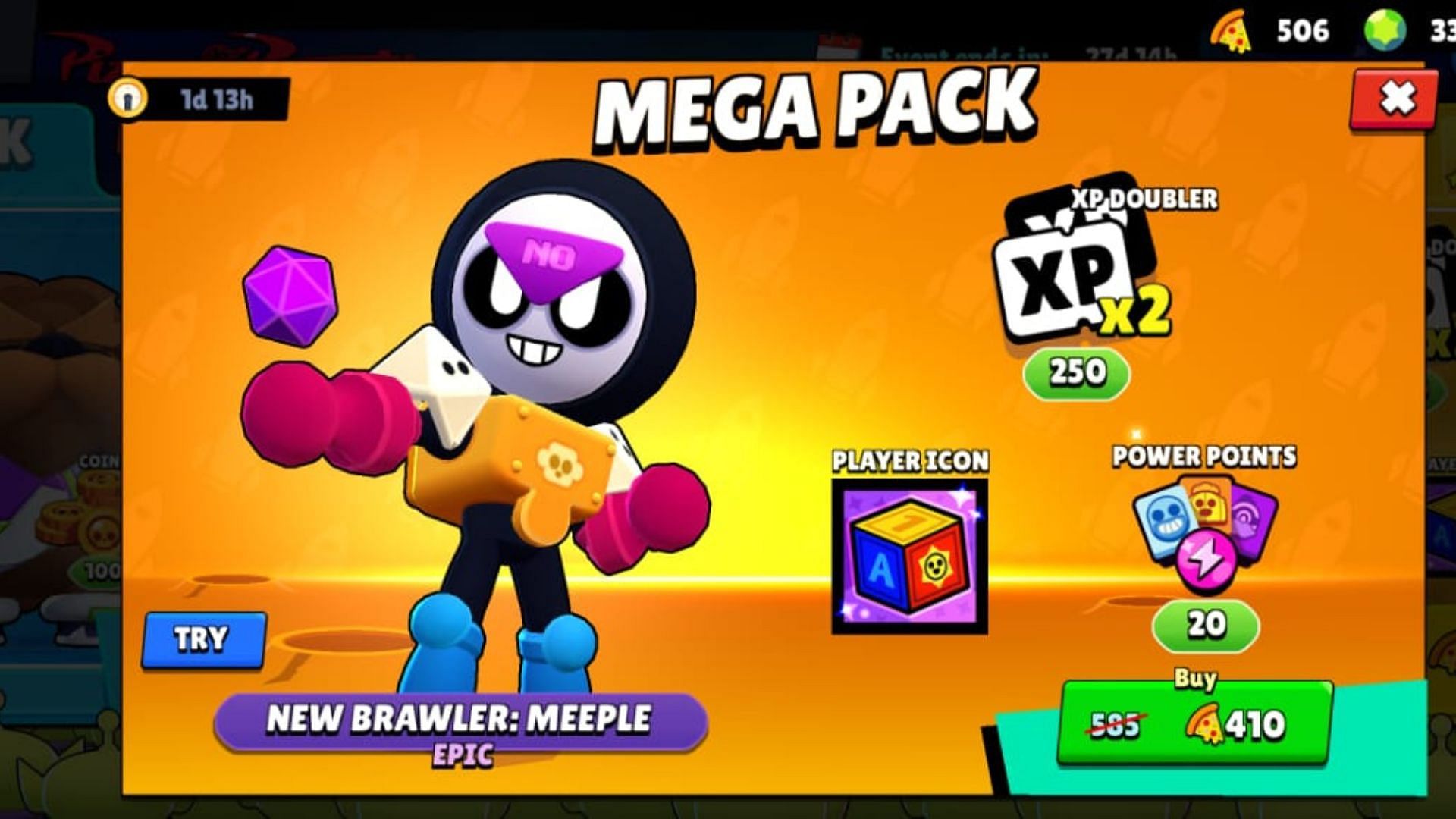 Purchase the Meeple Mega Pack for 410 Pizza Slices (Image via Supercell)