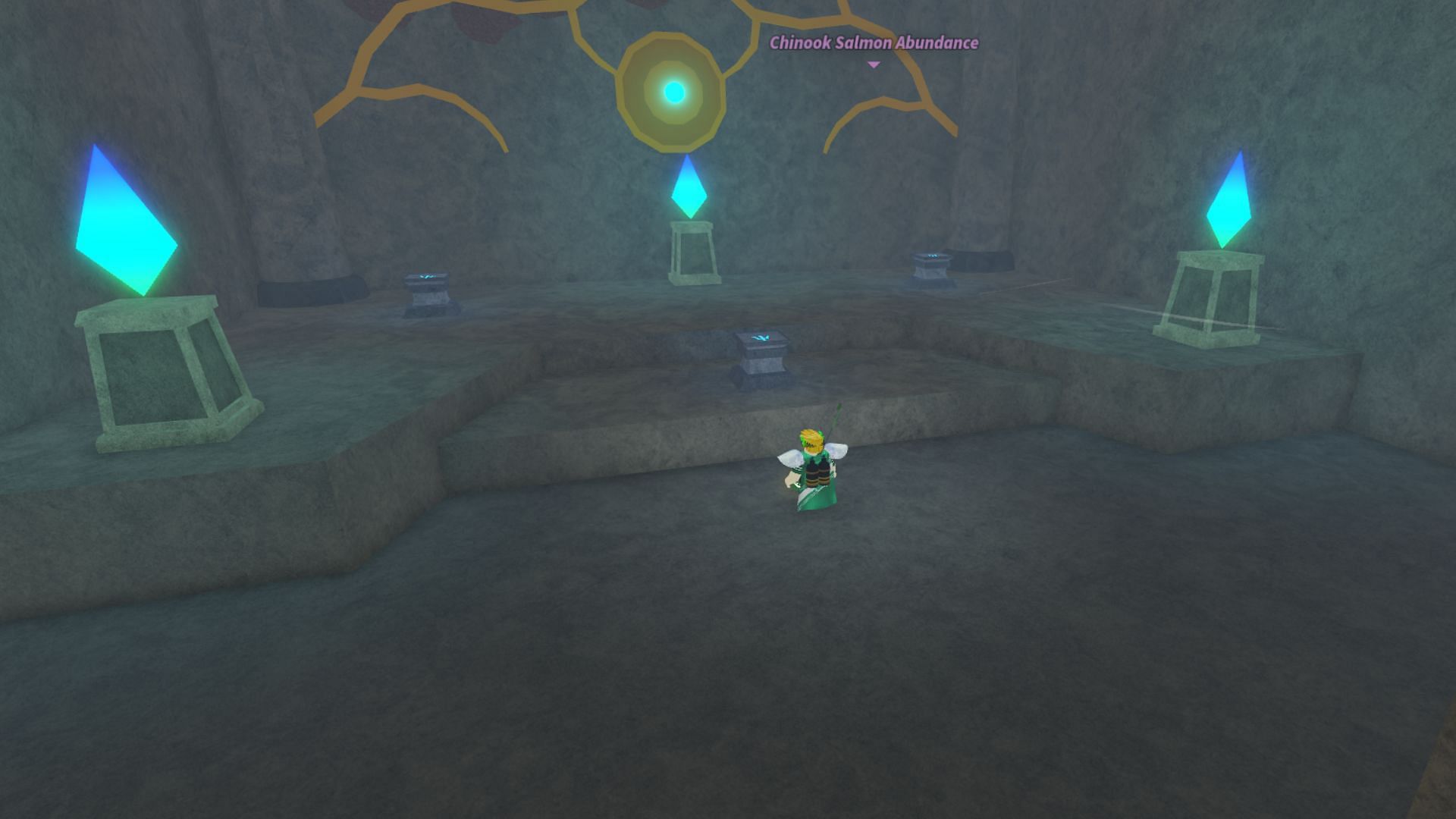 There are two rooms consisting of three pedestals each (Image via Roblox)