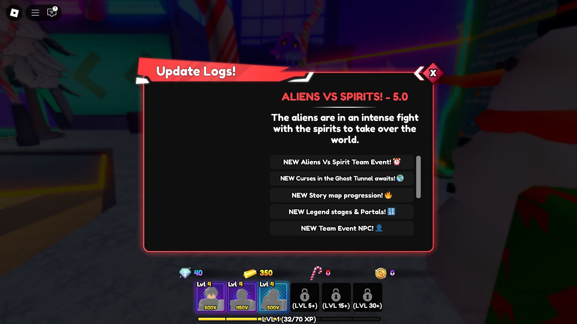 In-game update log (Image via Roblox)