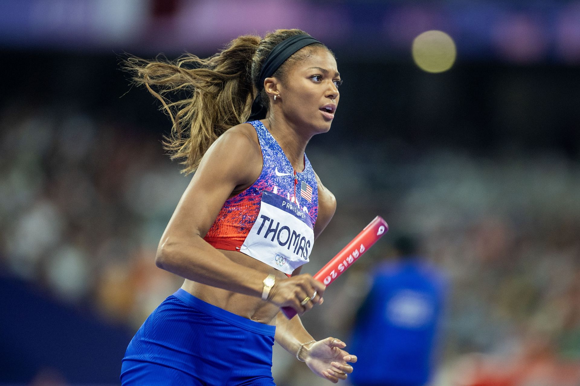 Thomas competes in the 4x100m relay at The Olympic Games-Paris 2024 - Source: Getty