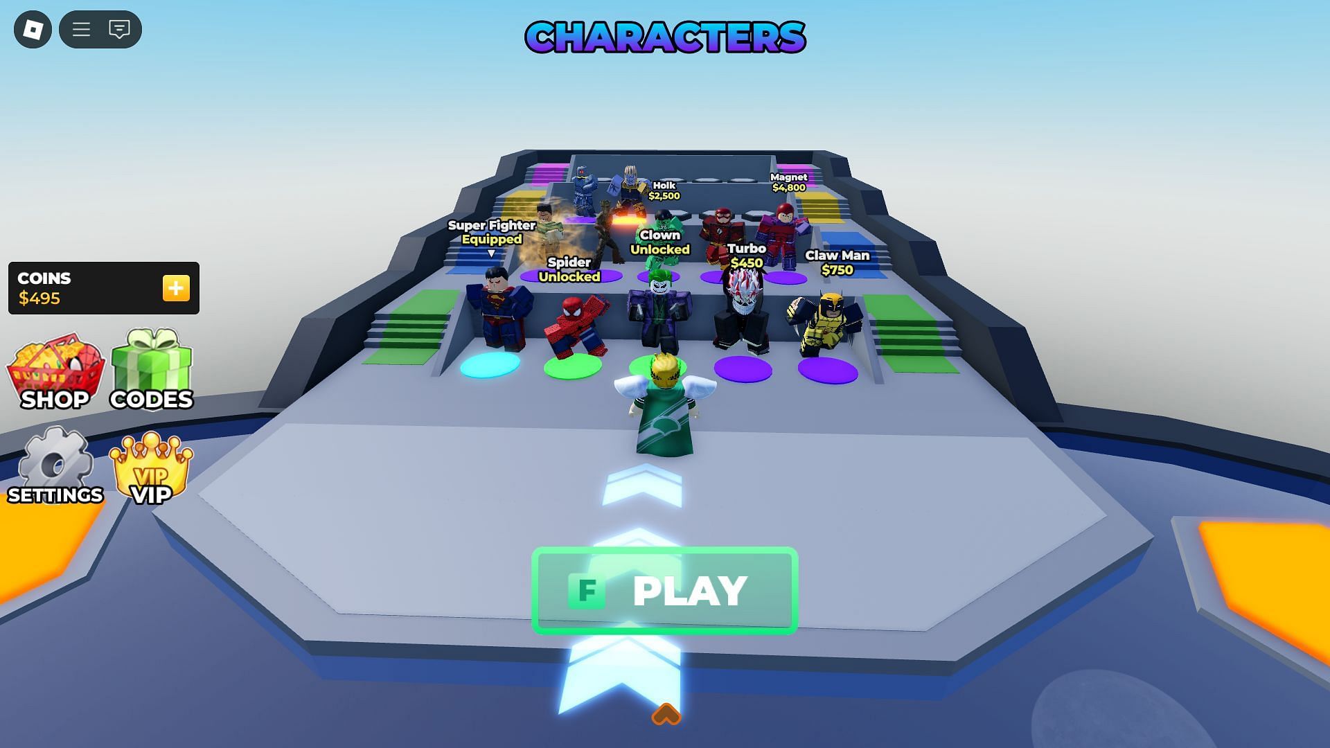 Some characters are free when you start the game (Image via Roblox)