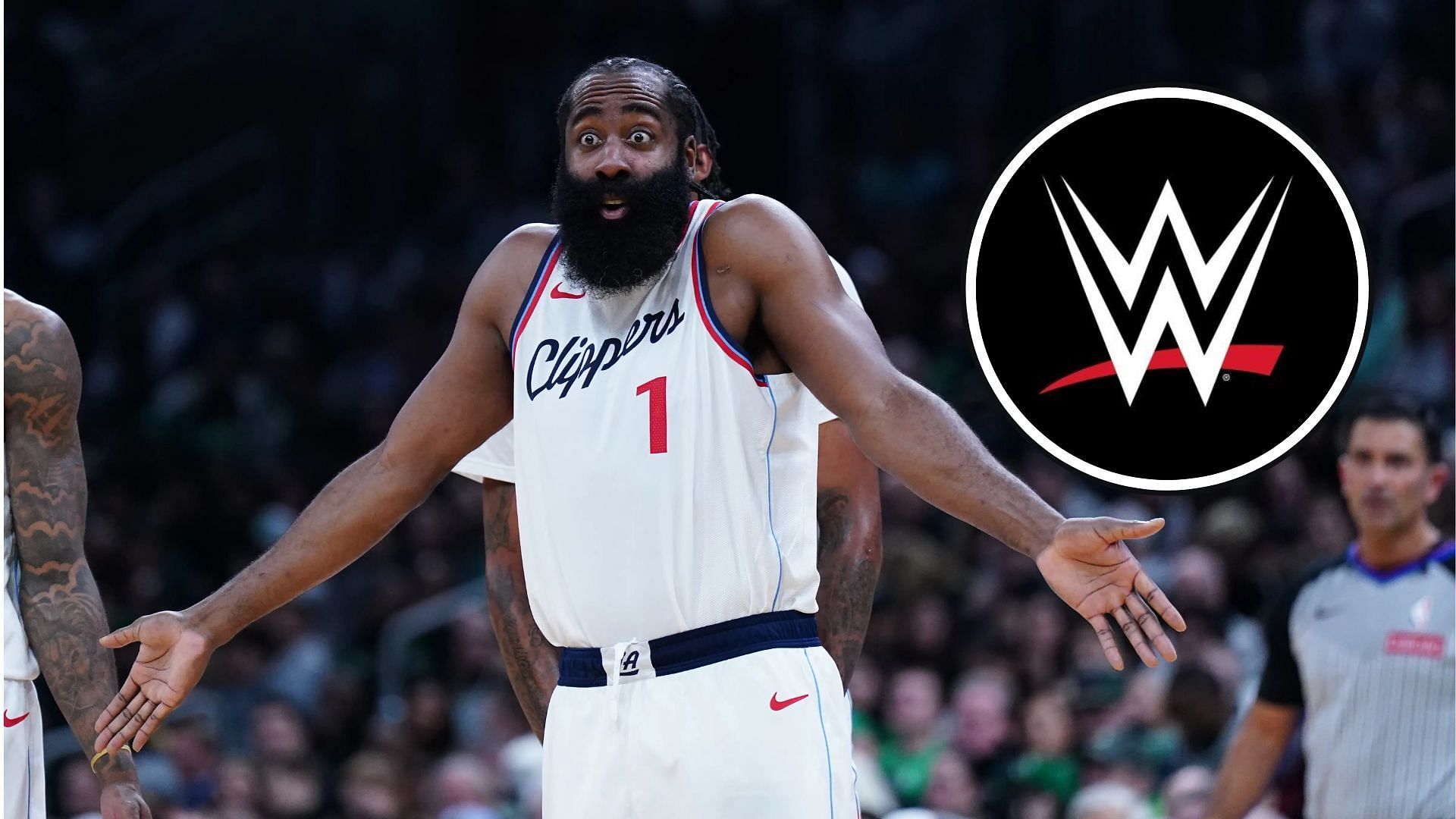 $14M WWE Superstar roasts Clippers guard over postseason struggles. (Photos: IMAGN and X/@WWE)