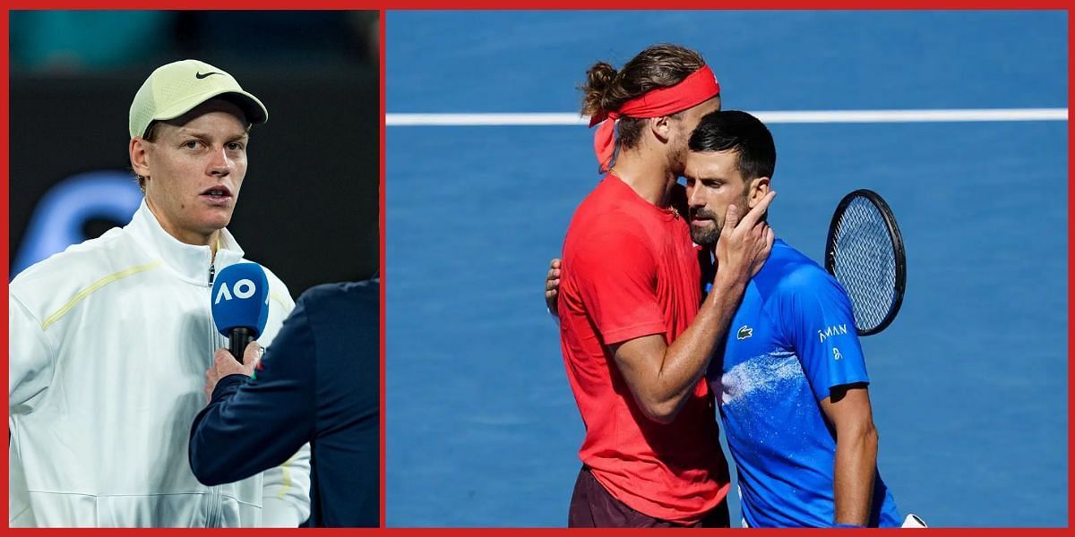 Jannik Sinner, Alexander Zverev and Novak Djokovic at the Australian Open. (Source: Getty)