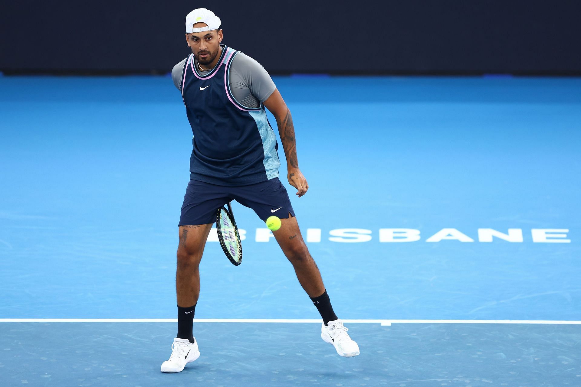 Nick Kyrgios in action at the Brisbane International (Image Source: Getty)