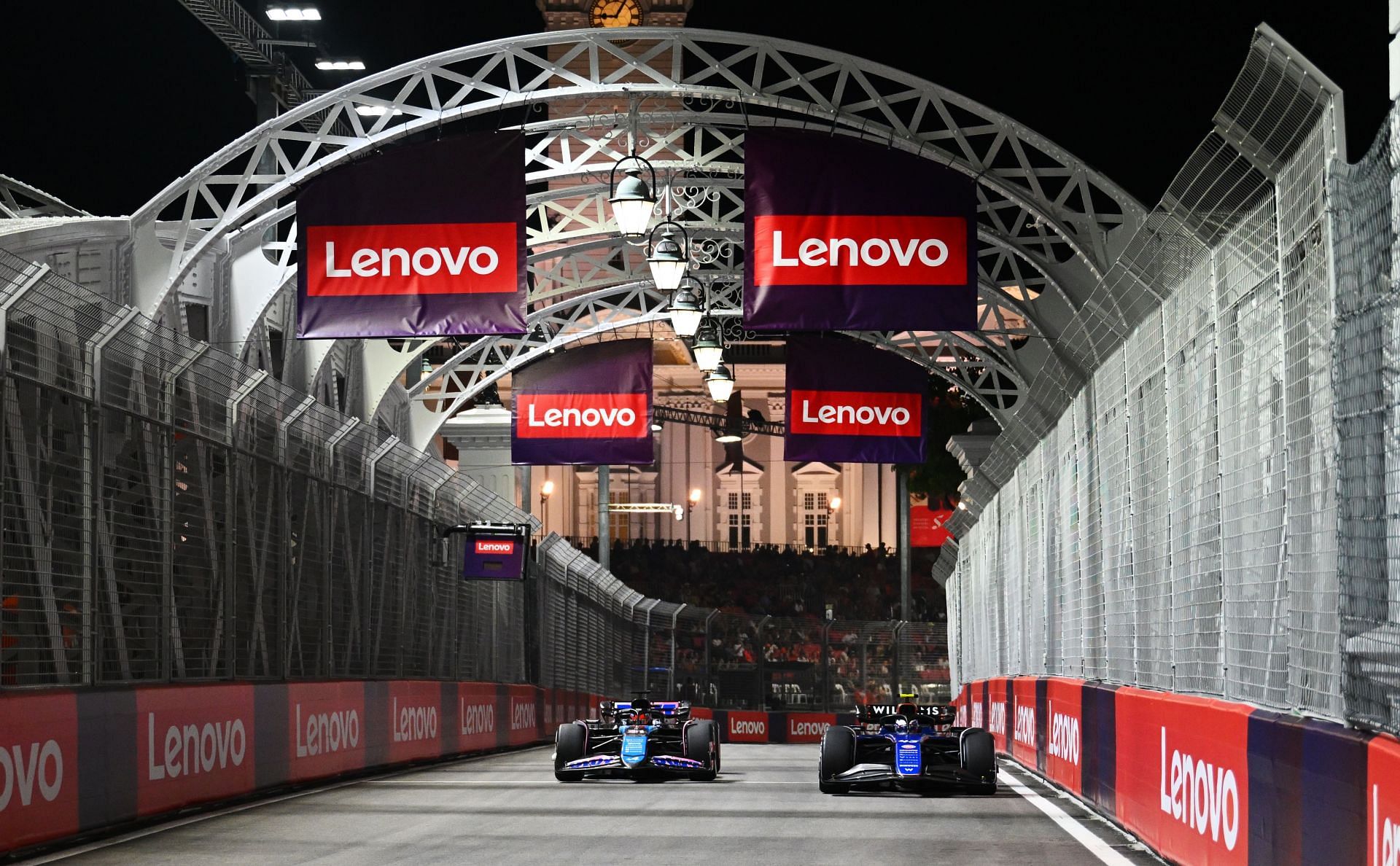 Esteban Ocon and Franco Colapinto during practice ahead of the F1 Grand Prix of Singapore - Source: Getty