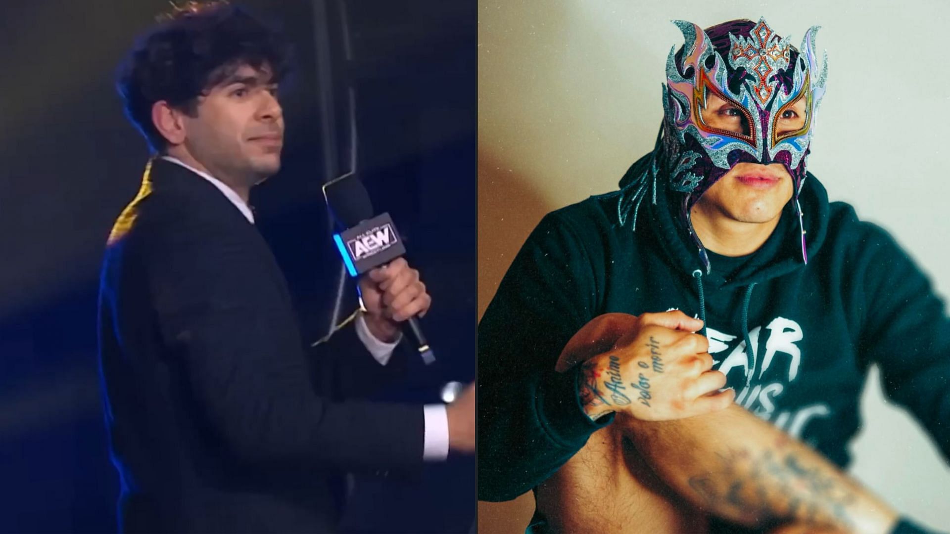 Tony Khan (left) and Rey Fenix (right) (Image credits: Rey Fenix&rsquo; Instagram and AEW&rsquo;s YouTube)