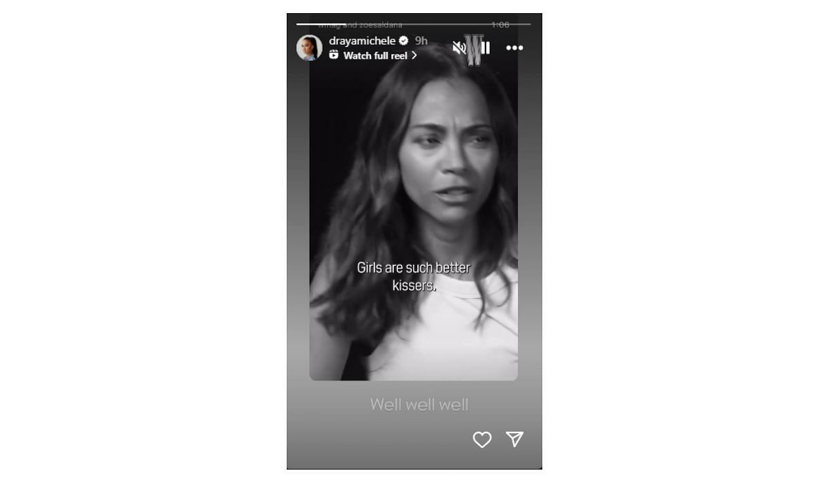 Draya Mitchell&#039;s reaction to Zoe Saldana&#039;s details of first kiss (Credits: Instagram/@drayamichele)