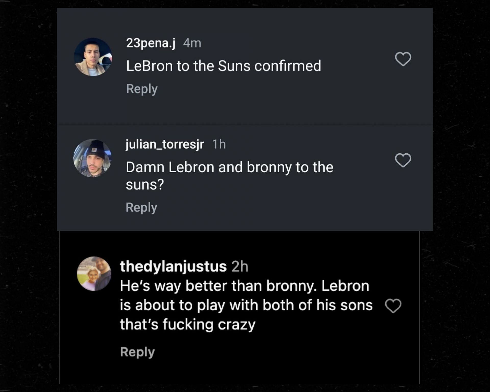 Fans speculate on LeBron James&#039; future. (Credits: Instagram/@_justbryce)