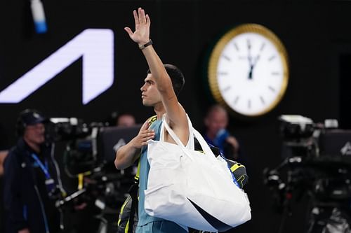 Carlos Alcaraz after losing Australian Open quarterfinals to Novak Djokovic. (Source: Getty)