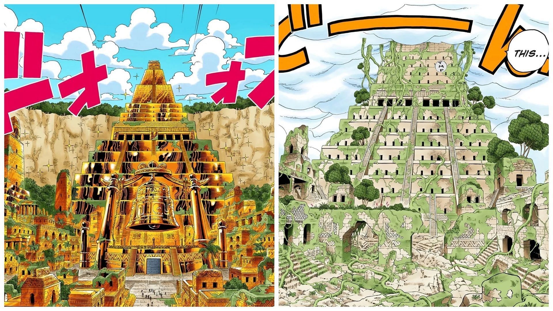 Shandora then and now as seen in the One Piece manga (Image via Shueisha)