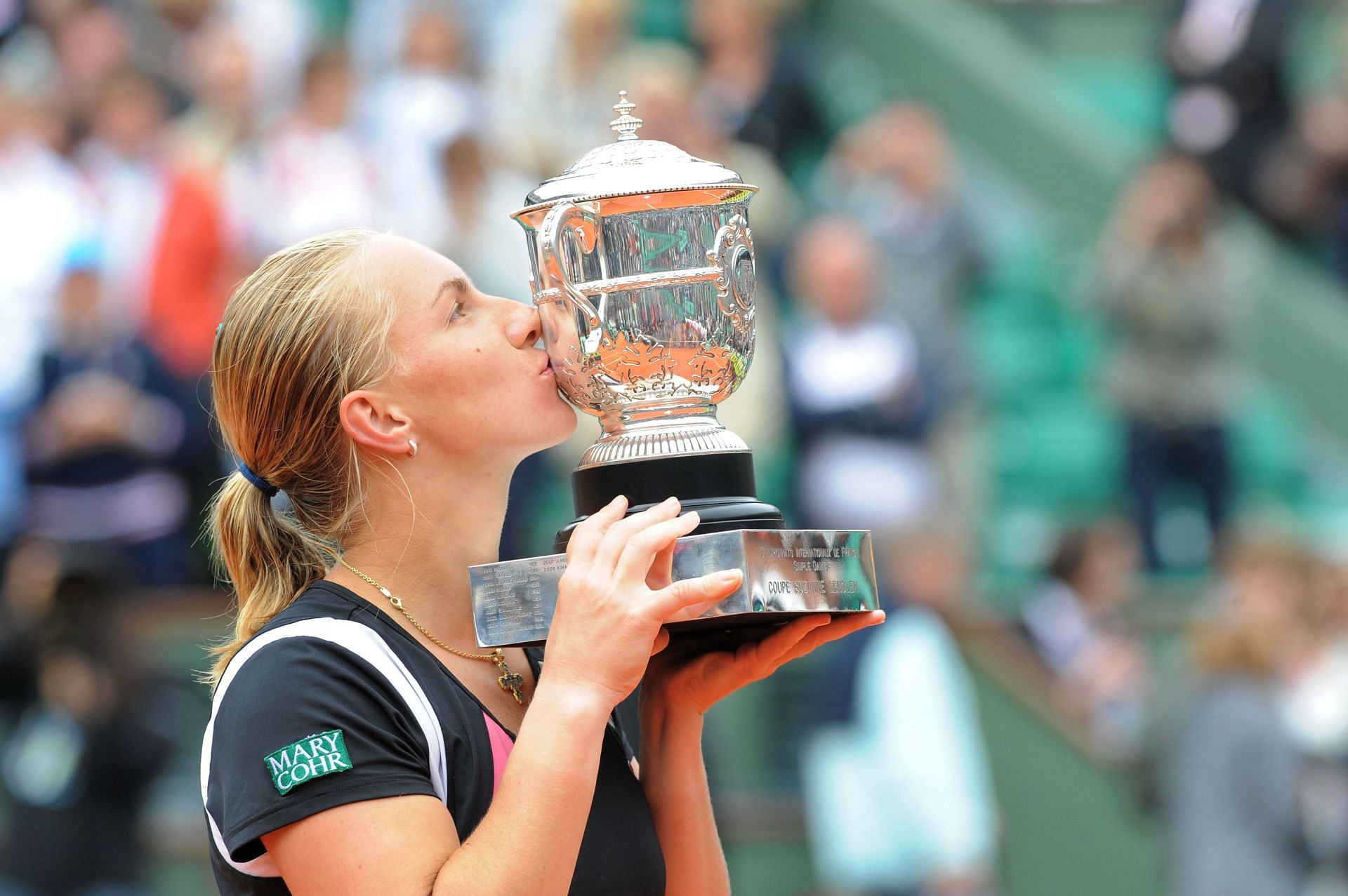 Svetlana Kuznetsova celebrating her 2009 French Open women&#039;s singles title triumph(Source: Getty)