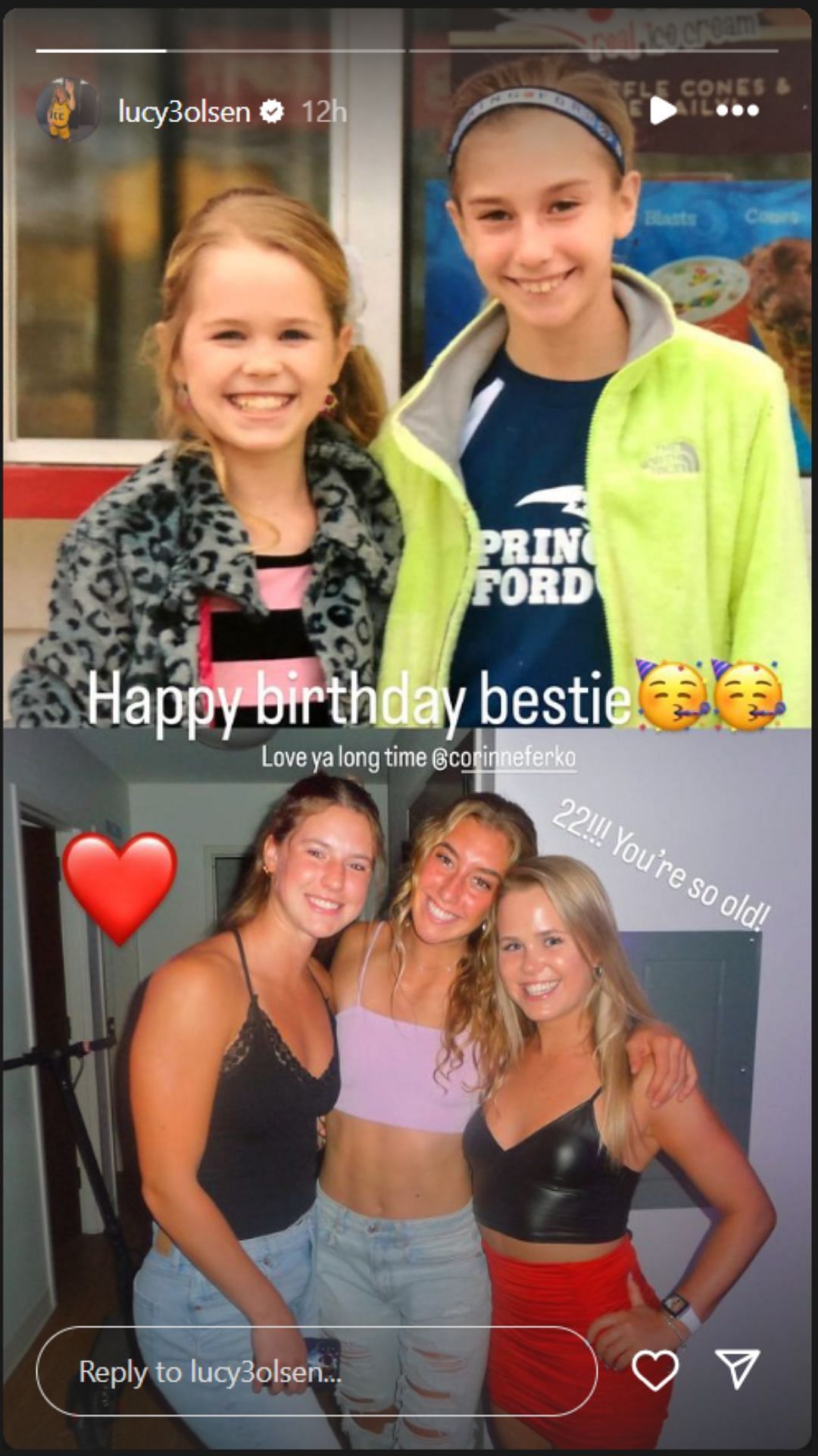 Lucy Olsen wishes best friend, Corinne Ferko a happy birthday on IG (Image via @lucy3olsen)