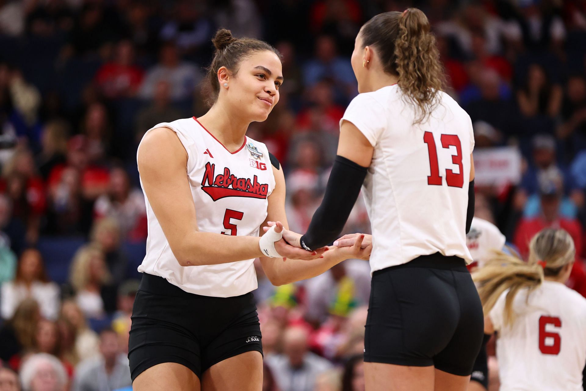 Merritt Beason wearing jersey No.13 with her teammate Rebekah Alick during the 2023 NCAA Championships (Image via: Getty Images)