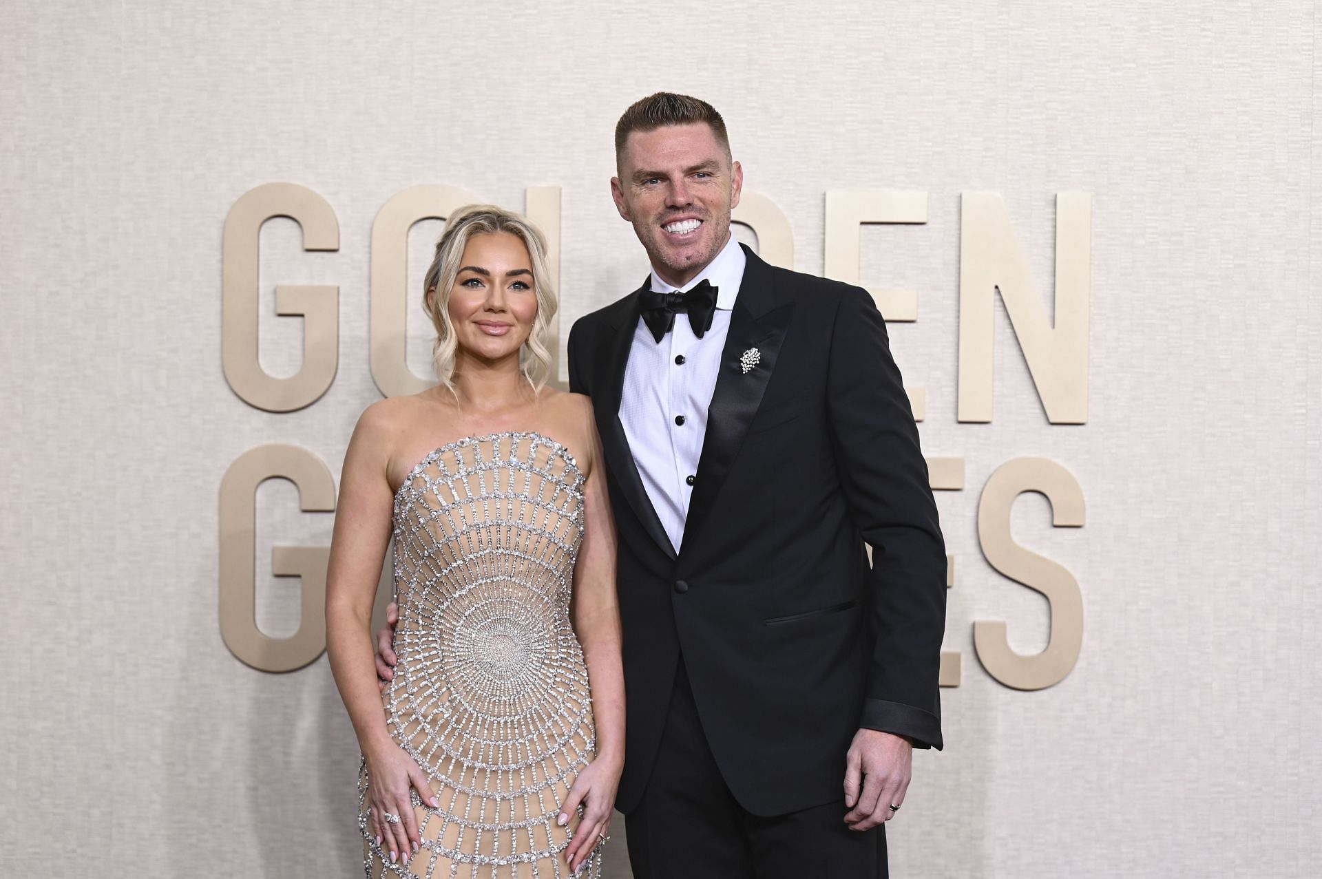 Freddie Freeman (right) at the 81st Golden Globe Awards - Arrivals - Source: Getty