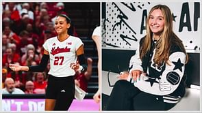 Nebraska Volleyball's Harper Murray makes her feelings known for Gatorade Player of the Year Campbell Flynn as she welcomes her to the Huskers family