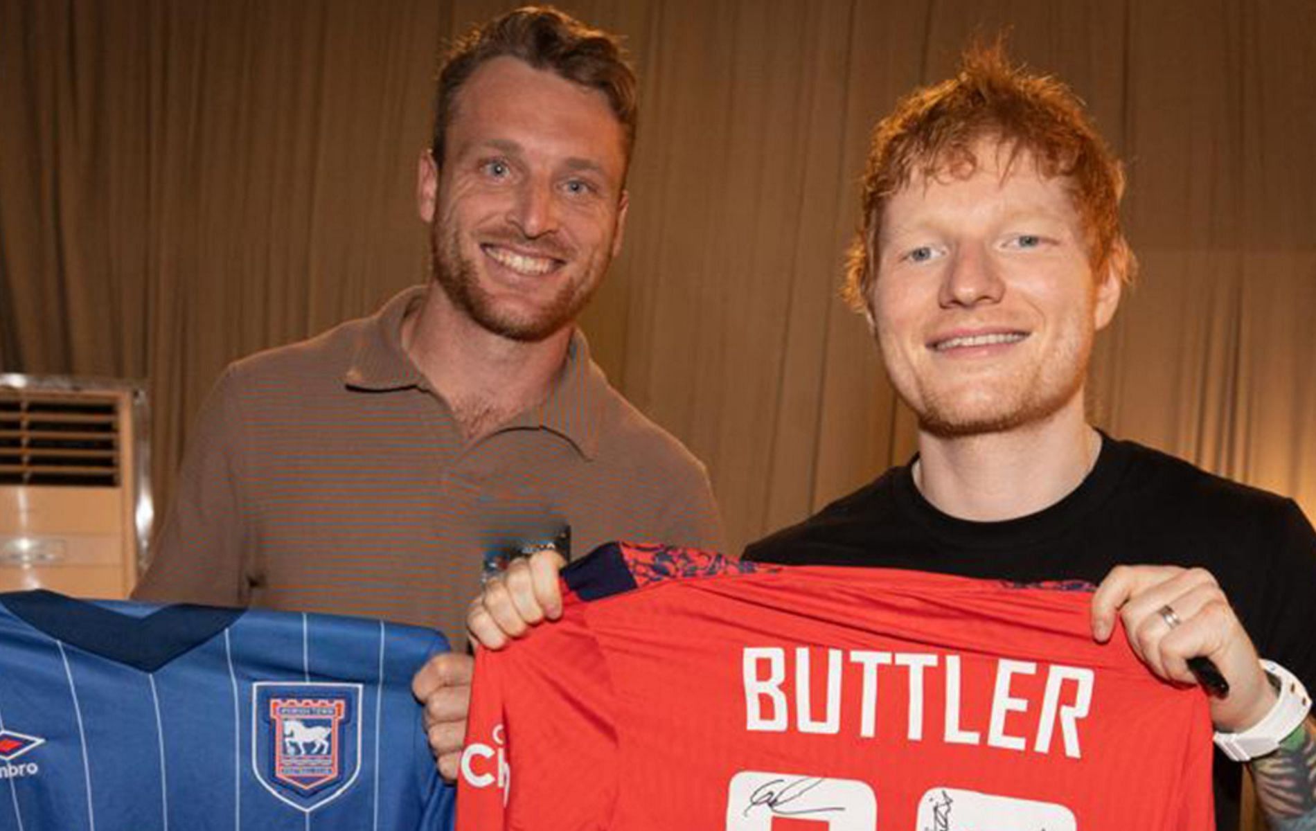 Jos Buttler (left) with Ed Sheeran. (Pic: Instagram/josbuttler).