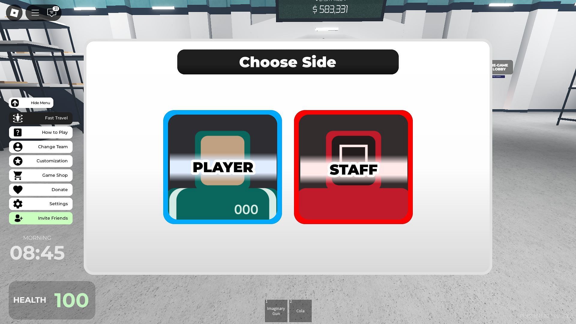 Choosing a role (Image via Roblox)