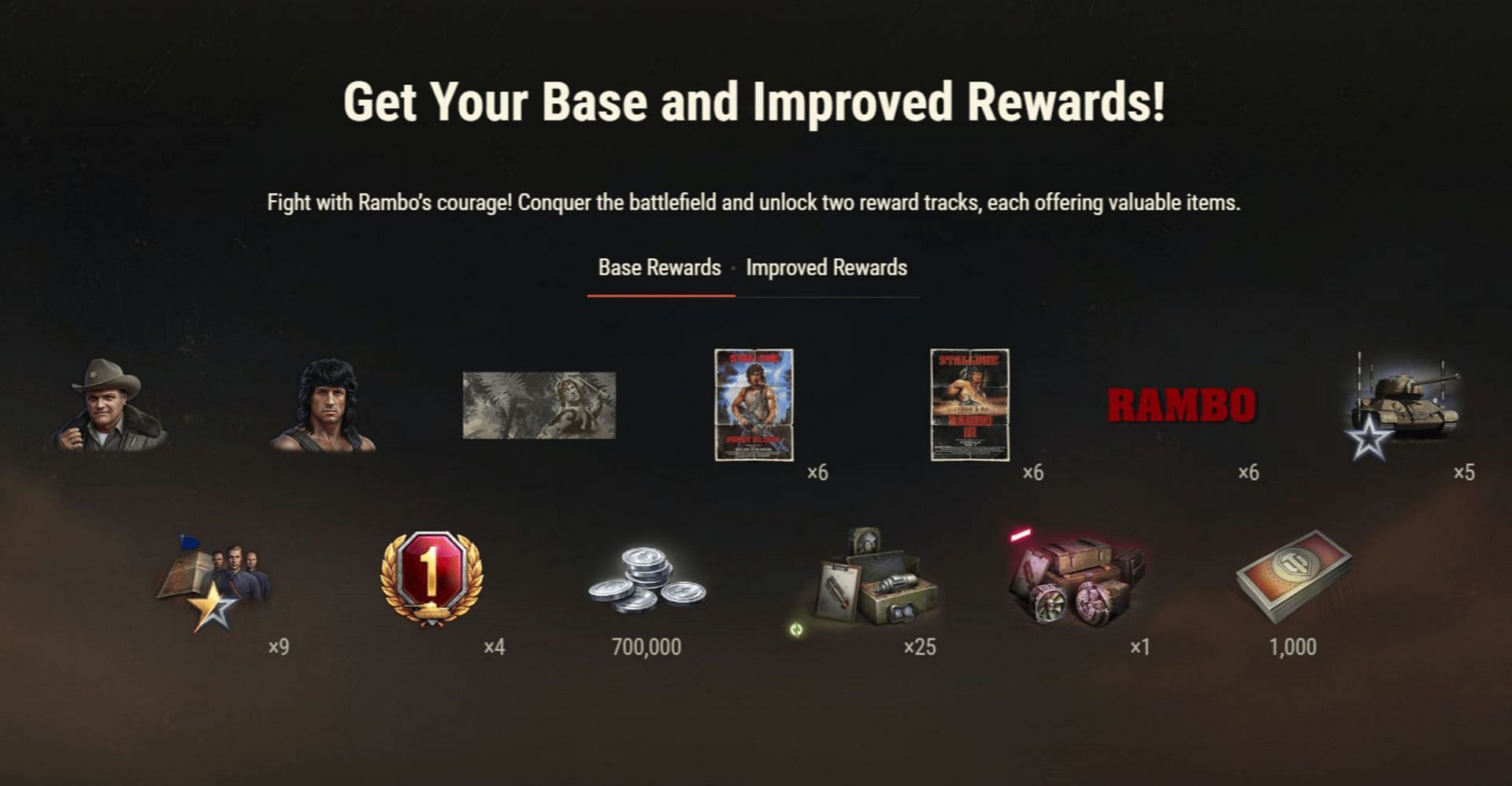 All rewards you can get during the event (Image via Wargaming Group Limited)