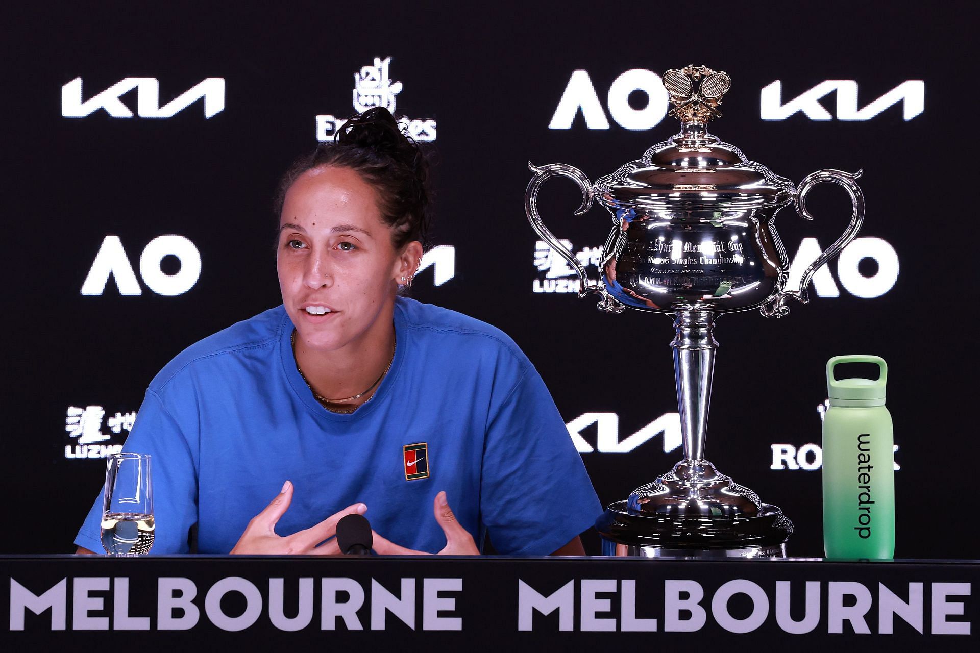 Madison Keys addressing the press at the 2025 Australian Open (Source: Getty)