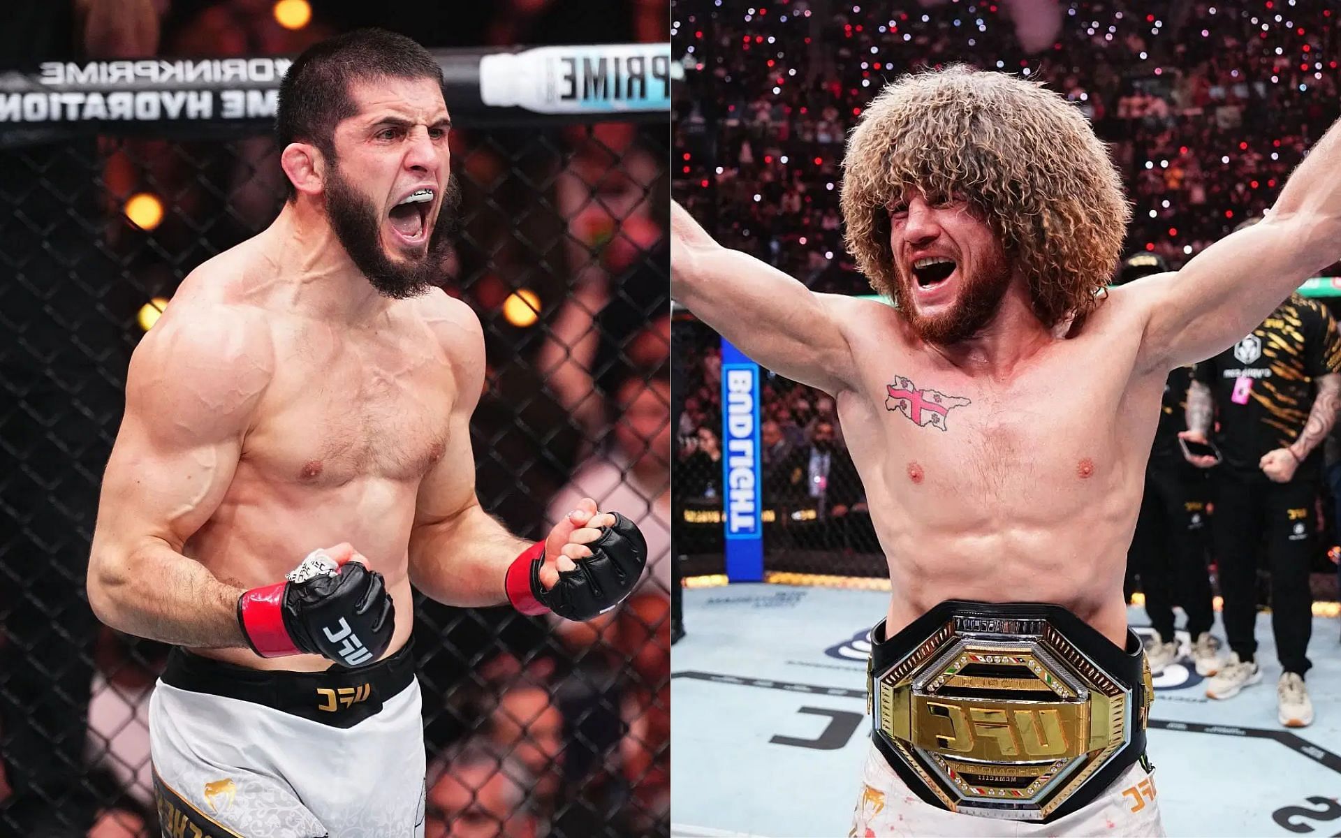 Islam Makhachev (left) and Merab Dvalishvili (right) retained their title at UFC 311 [Image courtesy: Getty]