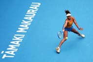 Naomi Osaka in action during her second-round encounter at the 2025 ASB Classic. (Source: Getty)