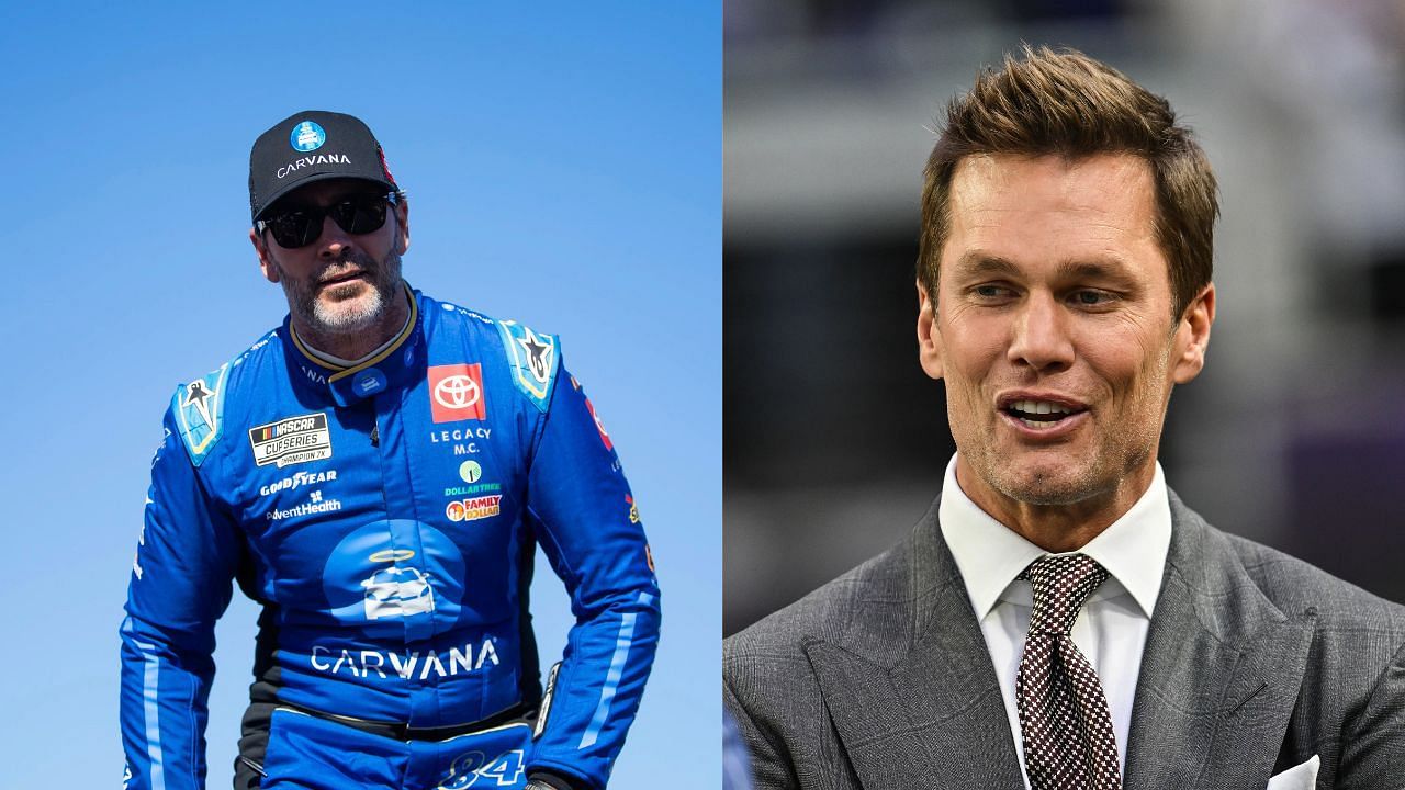 NASCAR Hall of Famer Jimmie Johnson (L) and former NFL sensation Tom Brady (via Imagn)