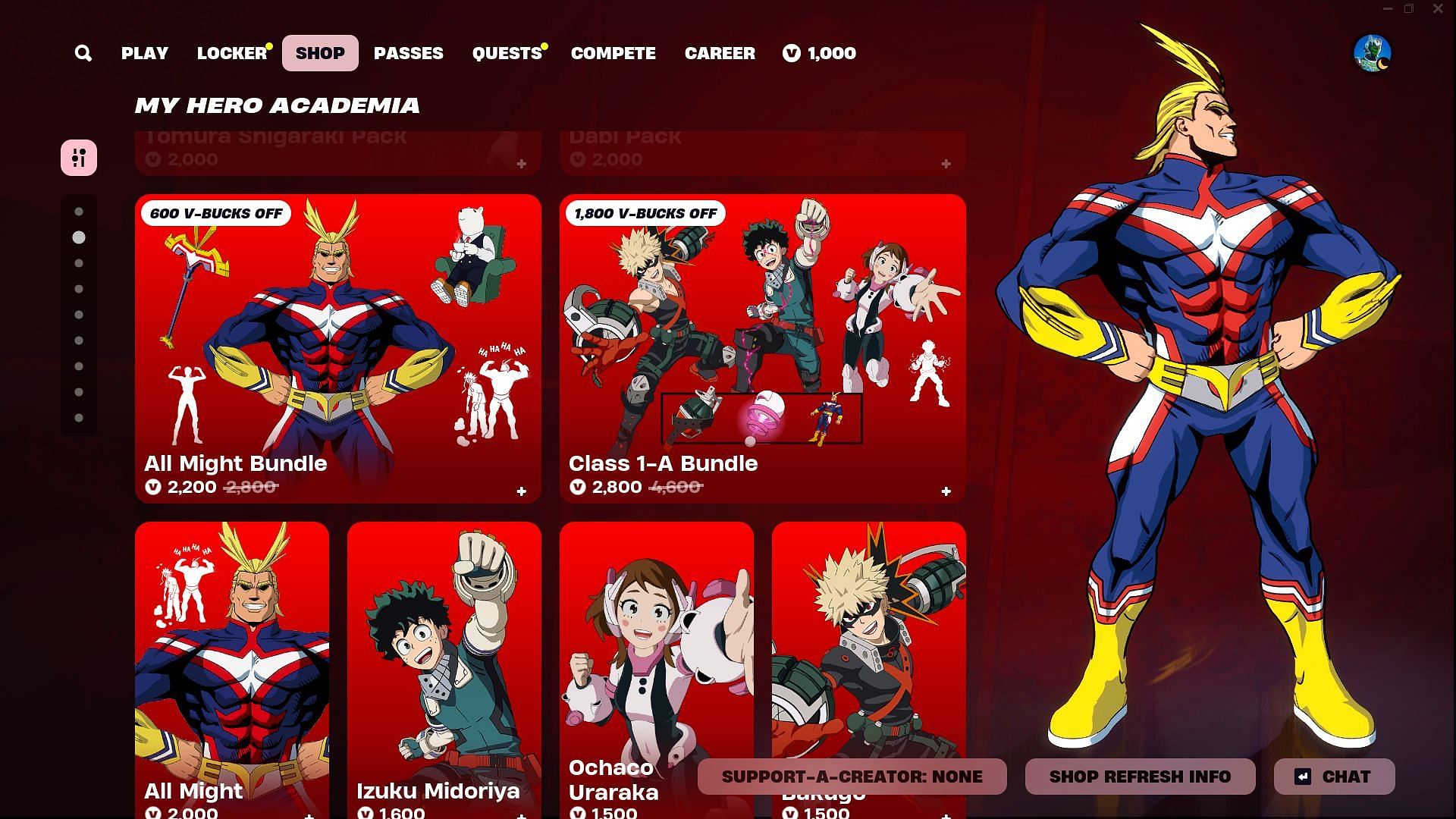 You can now purchase the All Might (My Hero Academia) skin in Fortnite (Image via Epic Games)