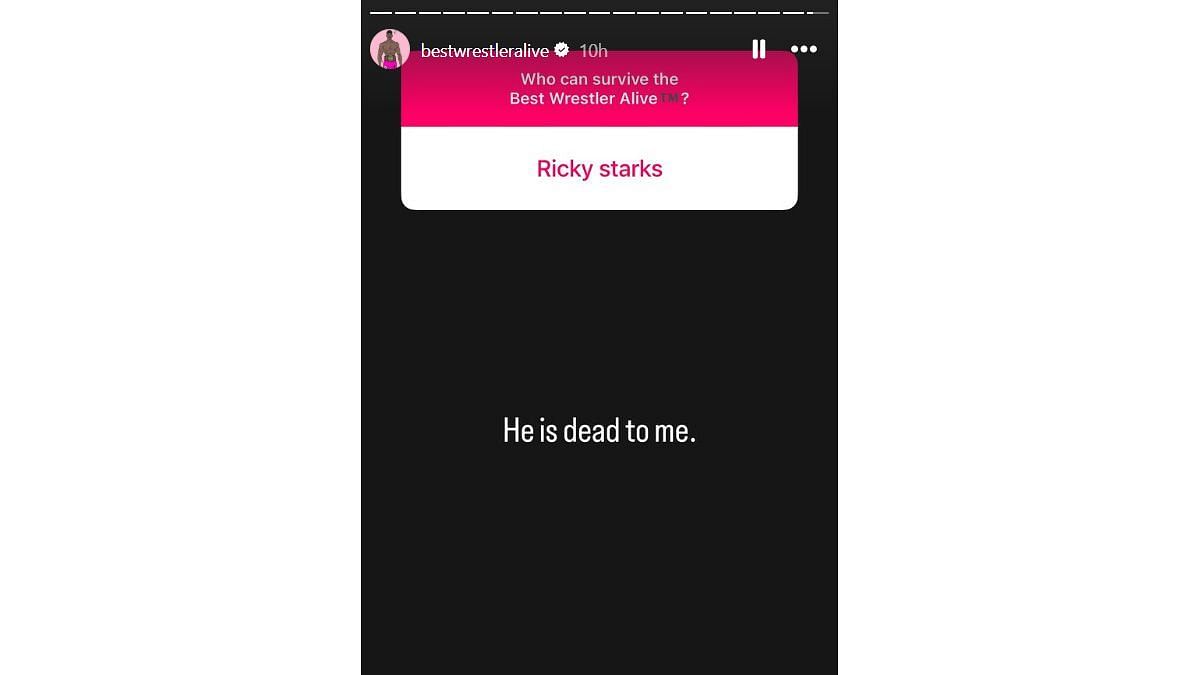 Max Caster&#039;s message when asked about Ricky Starks (Image via Max Caster&#039;s Instagram story)