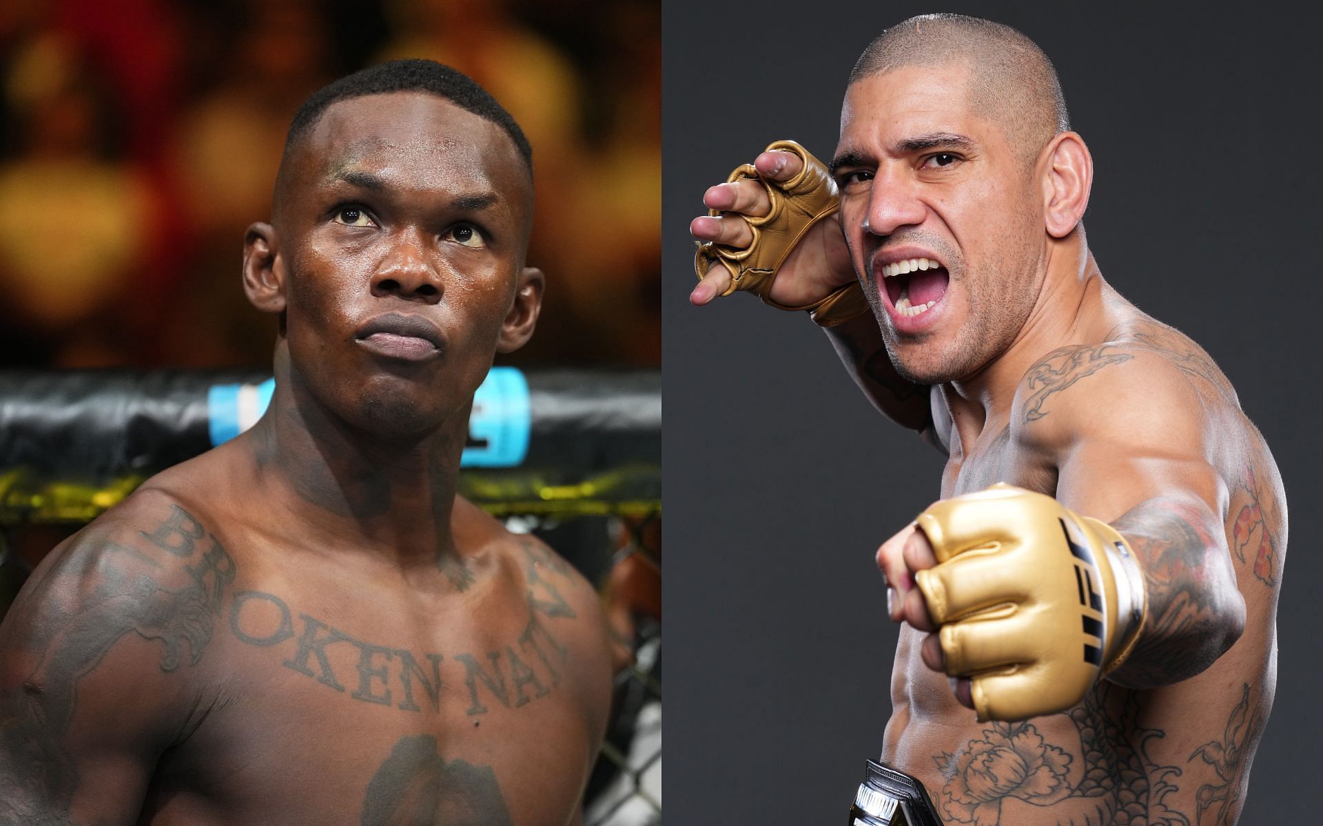 Alex Pereira (right) on his relationship with Israel Adesanya (left). [Image courtesy: Getty Images]