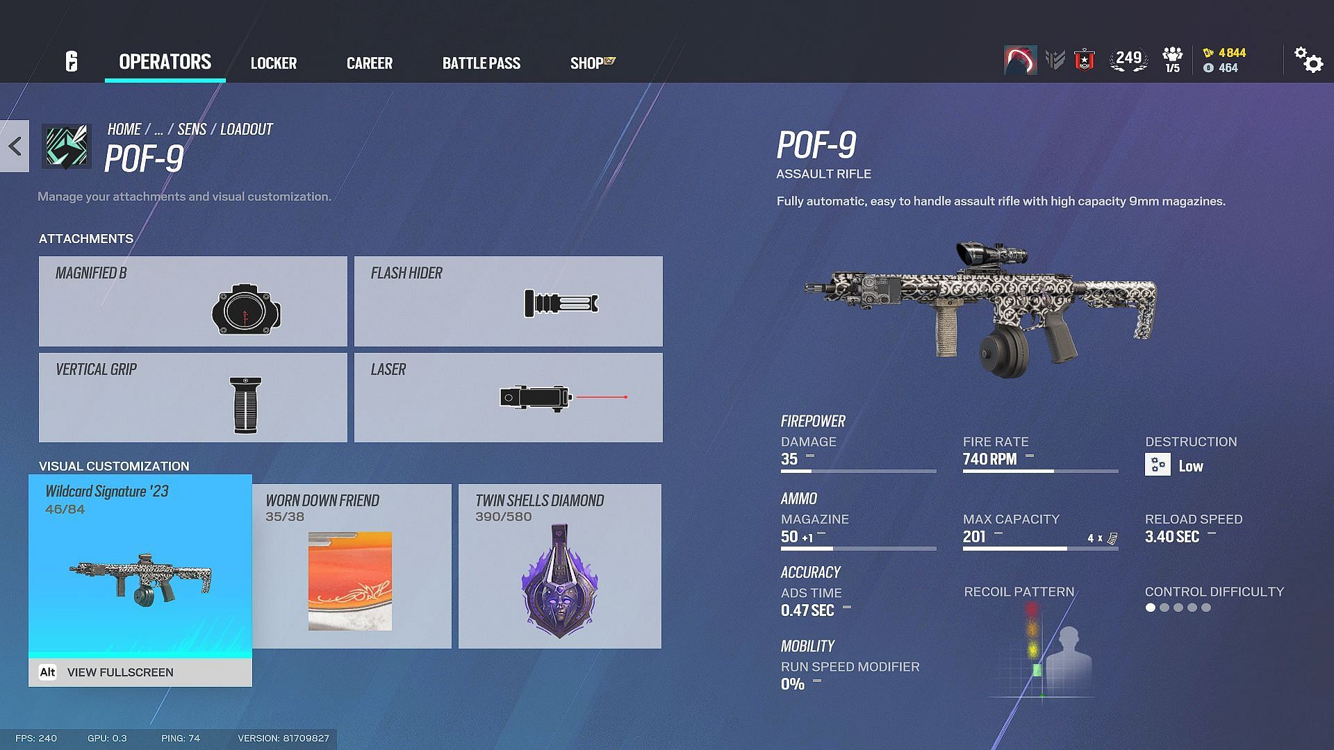 The primary weapon in a Sens loadout in Rainbow Six Siege (Image via Ubisoft)