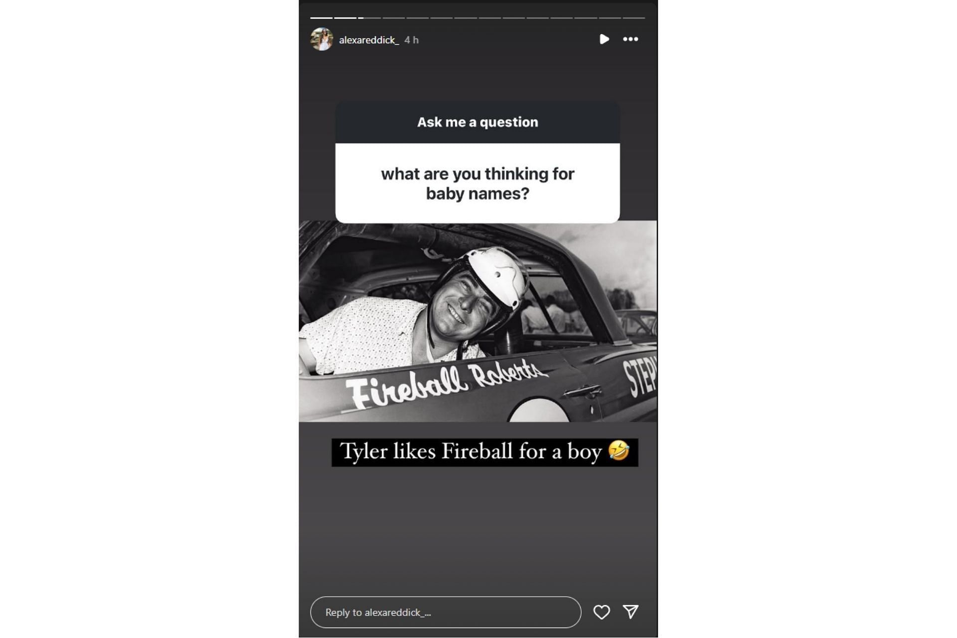 Alexa Reddick shares Tyler&#039;s choice for the name of their second child on Instagram (@alexareddick_ on IG)