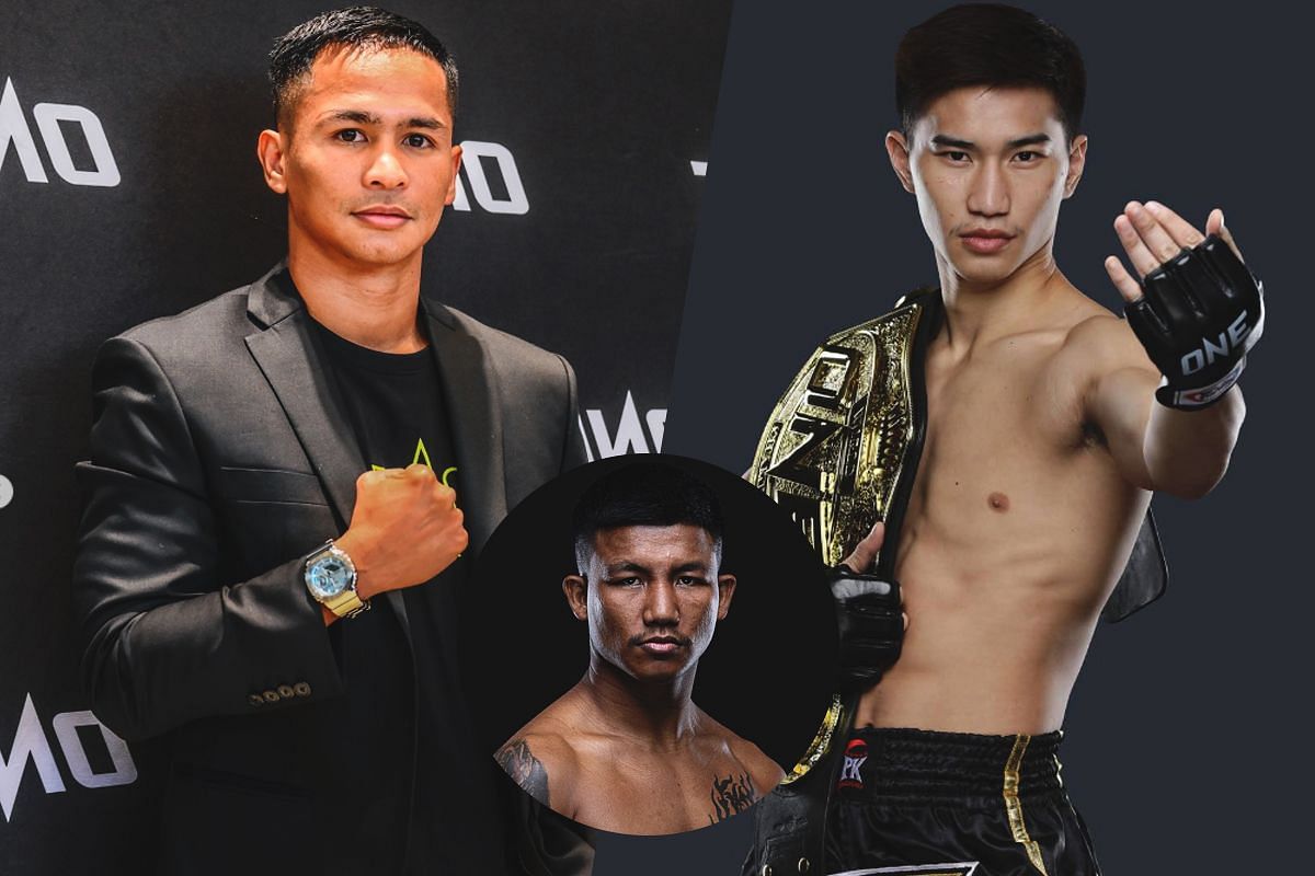 Superbon (left), Tawanchai (right), and Rodtang (circle inset). [Photos from ONE Championship]