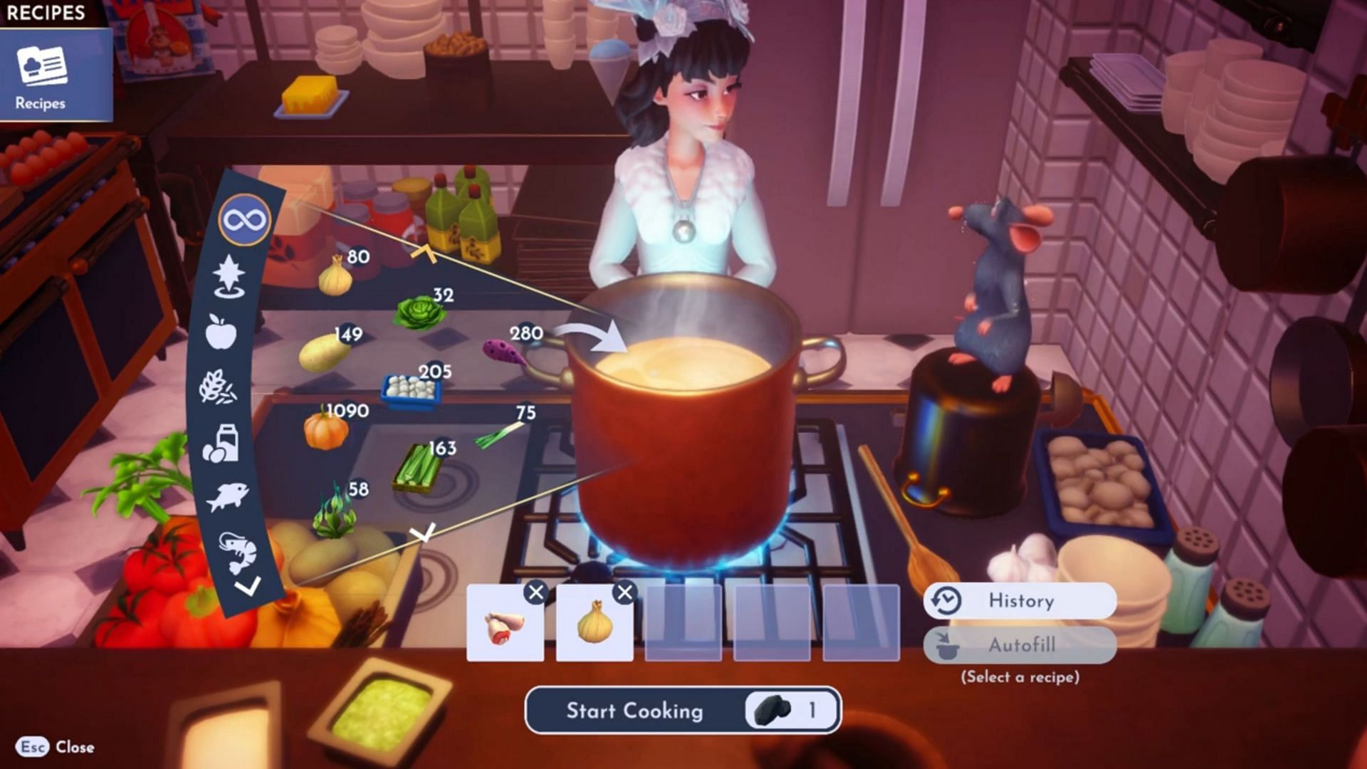 Put all the items into a pot to make Coq en Barbouille (Image via Gameloft)