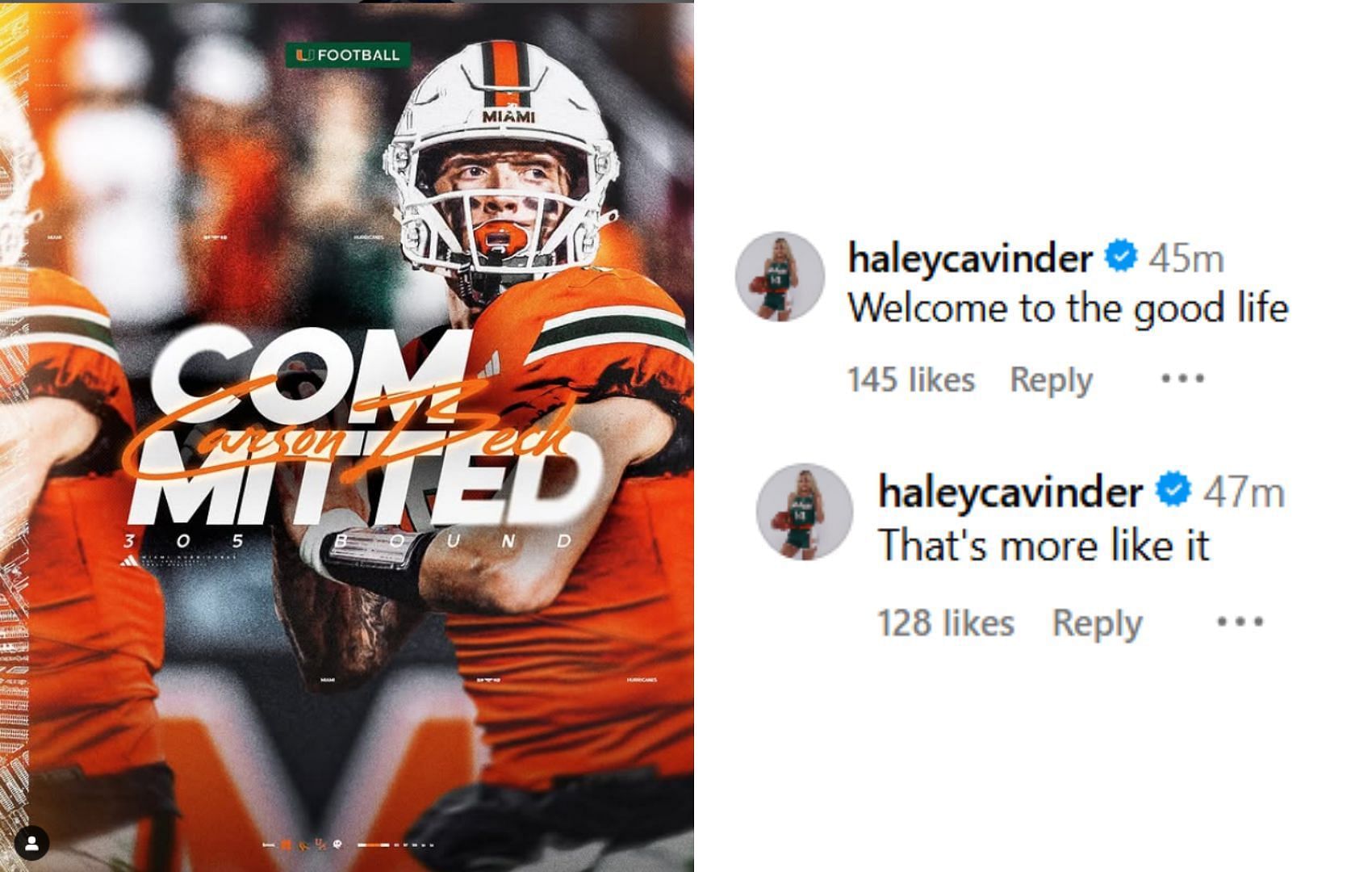 Haley Cavinder&#039;s comments on Beck&#039;s commitment post 