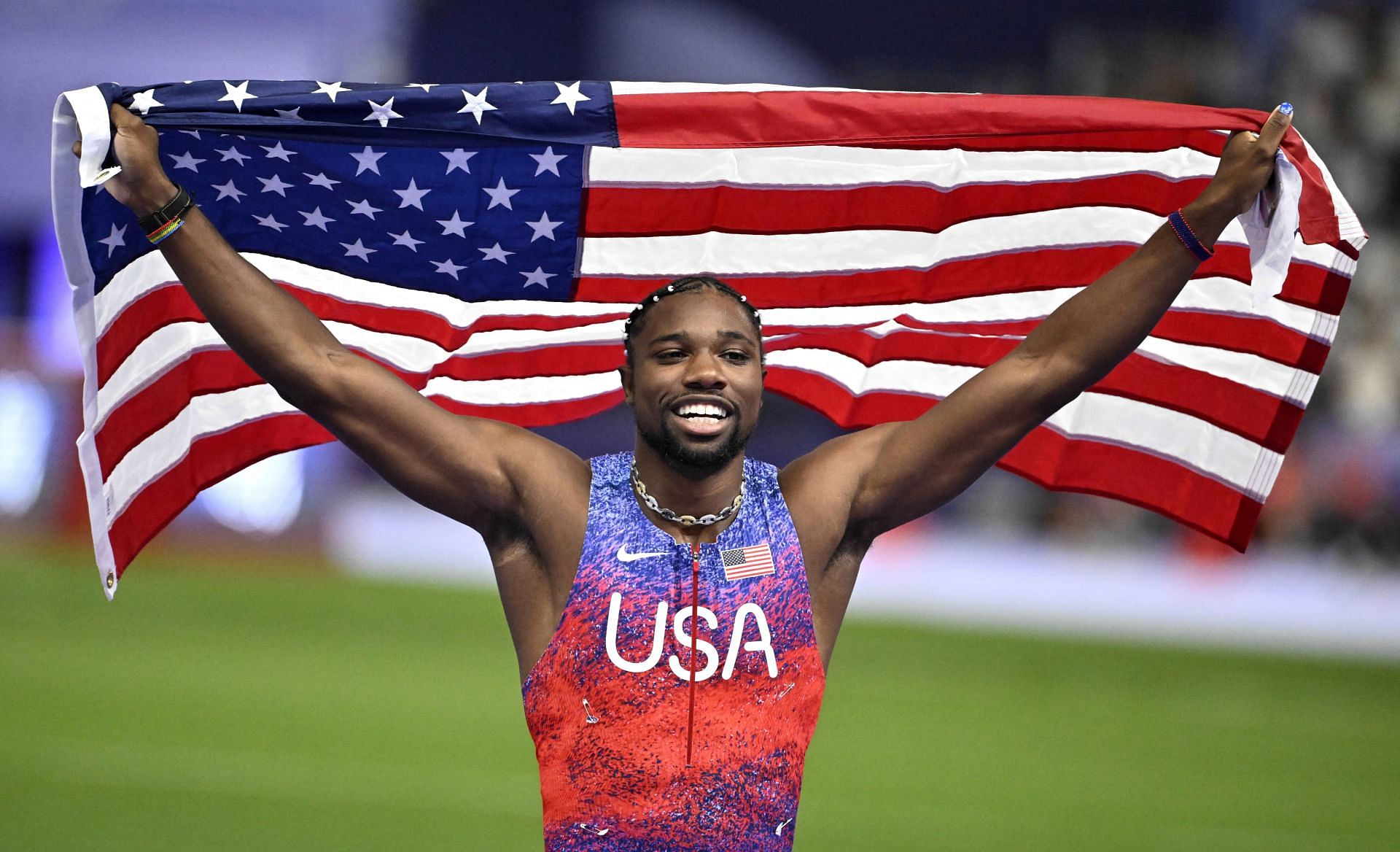 Noah Lyles during the Paris 2024 Olympic Games. (Photo via Getty Images)